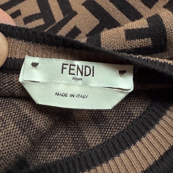 Fendi Brown Zucca FF Pattern Sleeveless Dress - Picture 4 of 7